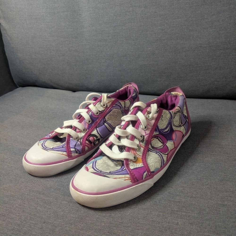Coach Barret Poppy Sneakers Purple Multicolor Y2K Low Top Shoes Size 9B